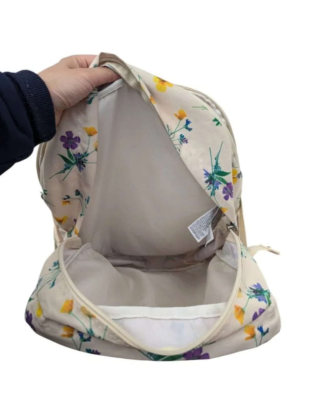 Jansport Main Campus Light Yellow Beige Spring Floral Backpack Schoolbag